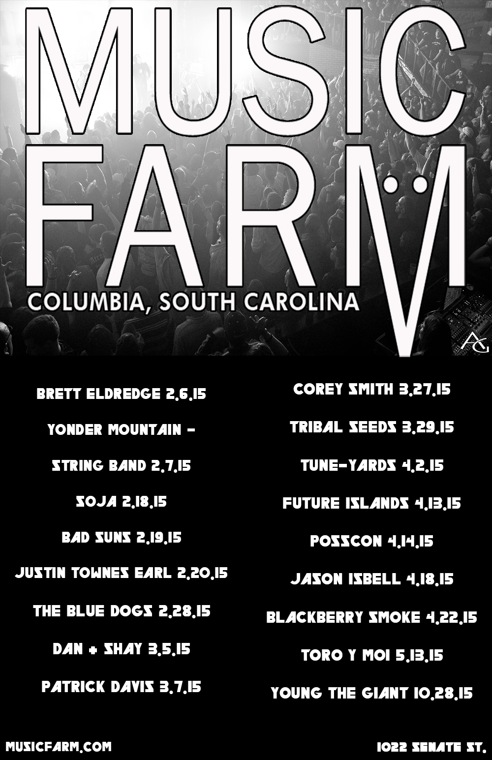 postcard for music farm columbia